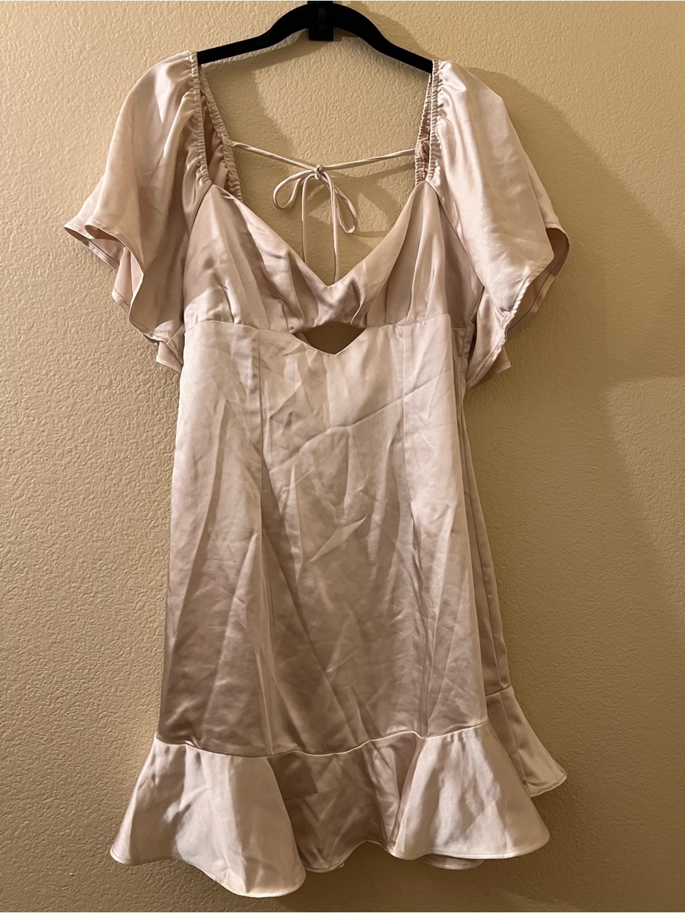 Selfie Leslie Champagne Satin Mini Dress